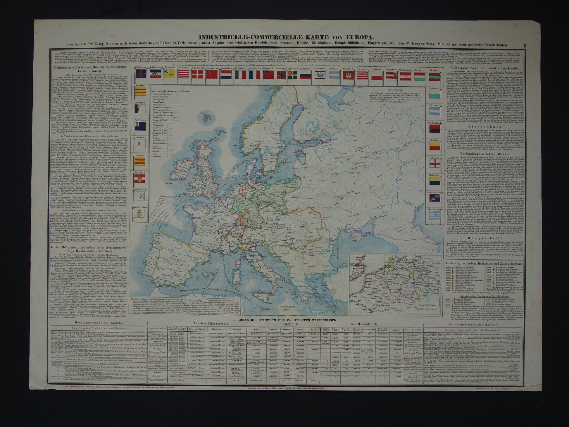 Industrielle-commercielle kart von Europa - C. Desjardins 1840