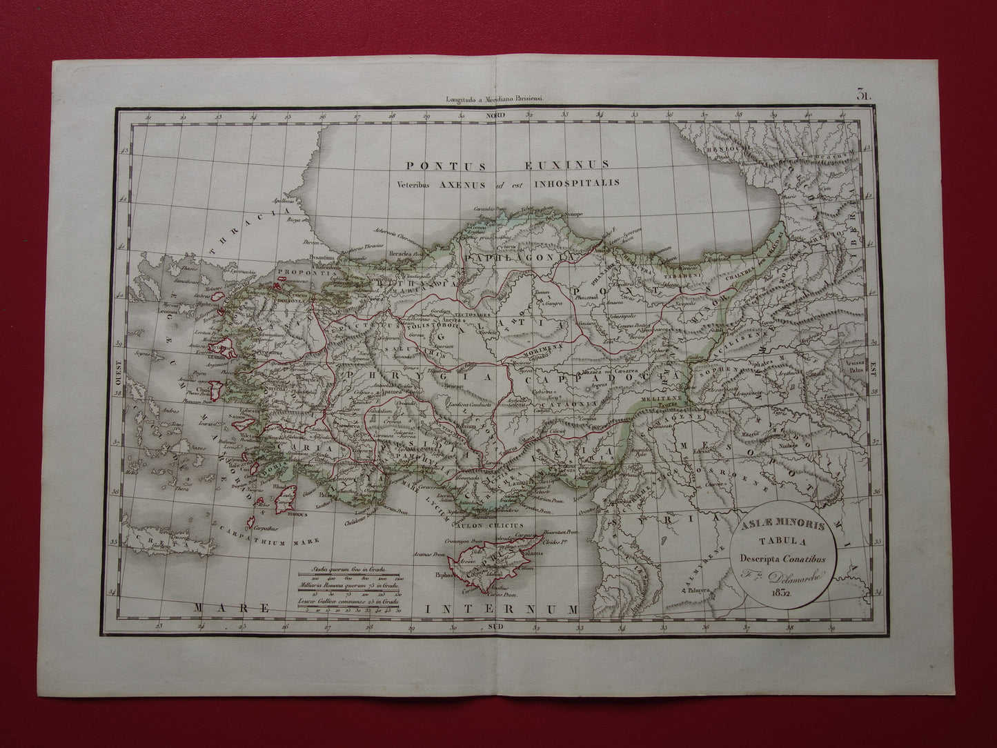 Asia Minor oude kaart van Klein-Azië in de klassieke oudheid uit 1832 - originele antieke handgekleurde landkaart Turkije
