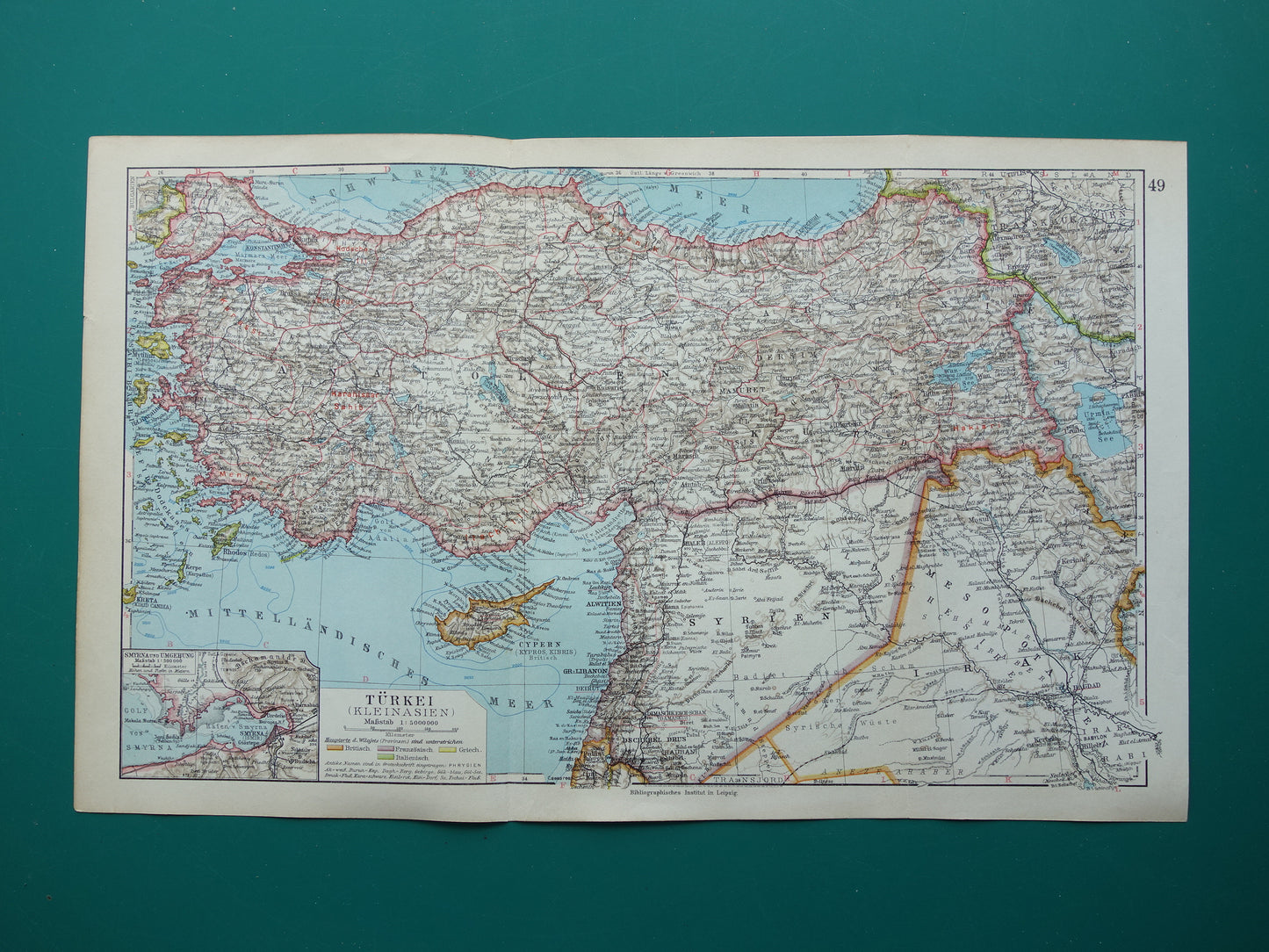 Turkey old map of Turkey from 1928 original German vintage map