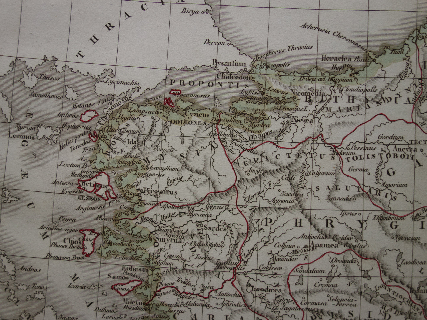 Asia Minor oude kaart van Klein-Azië in de klassieke oudheid uit 1832 - originele antieke handgekleurde landkaart Turkije