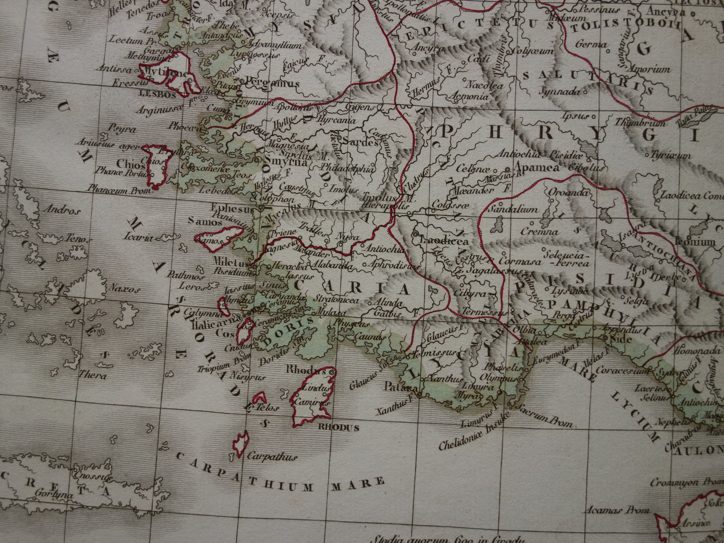 Asia Minor oude kaart van Klein-Azië in de klassieke oudheid uit 1832 - originele antieke handgekleurde landkaart Turkije