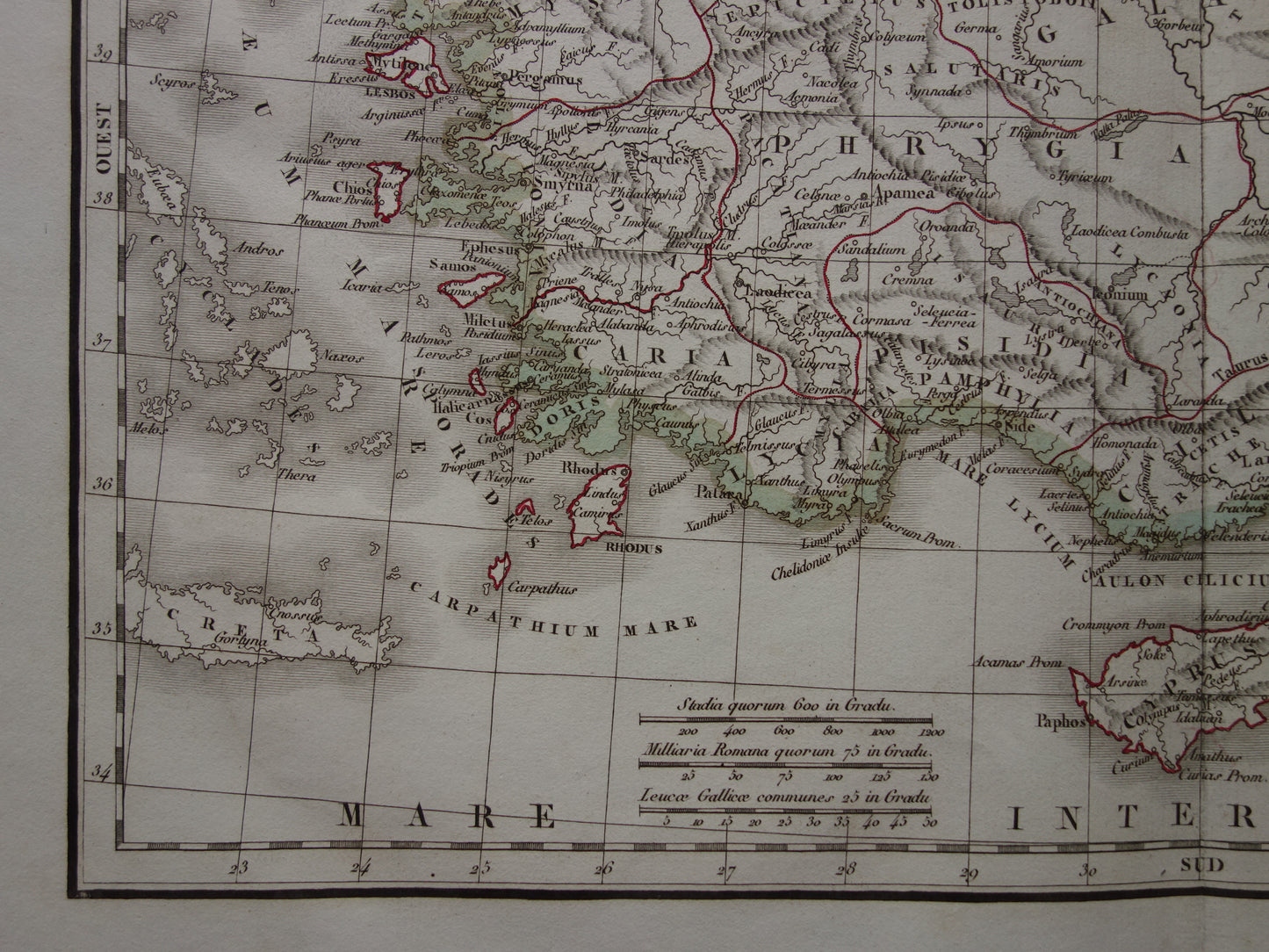 Asia Minor oude kaart van Klein-Azië in de klassieke oudheid uit 1832 - originele antieke handgekleurde landkaart Turkije