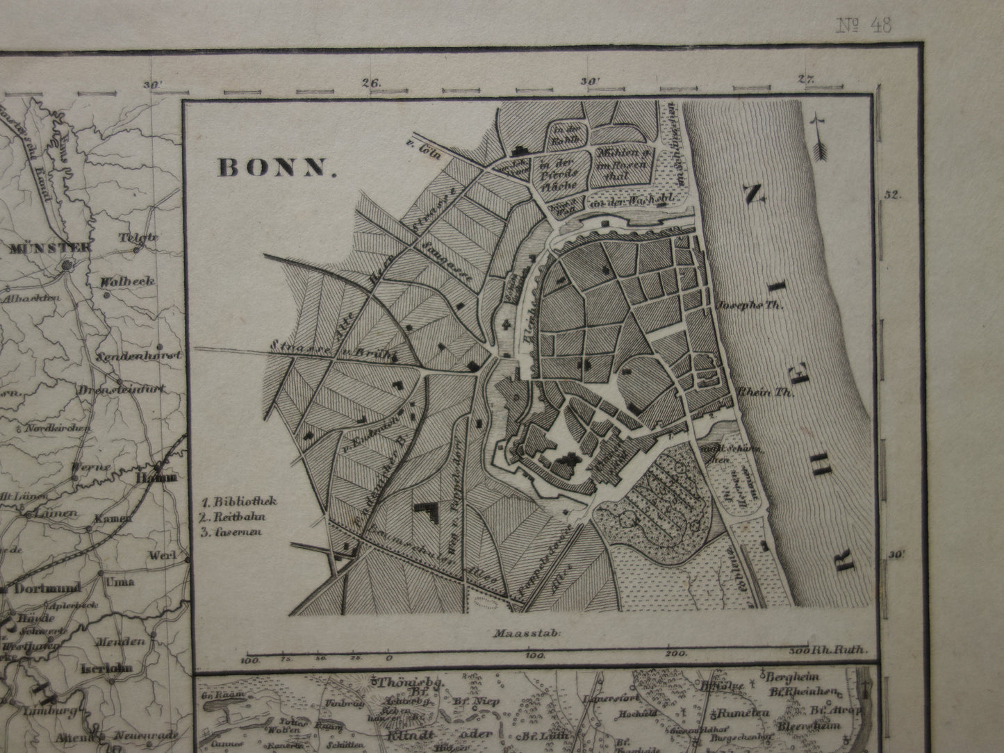 oude kaart van Rijnprovincie Jülich-Kleve-Berg 1849 originele antieke landkaart Duitsland Pruisen Keulen Bonn Düsseldorf