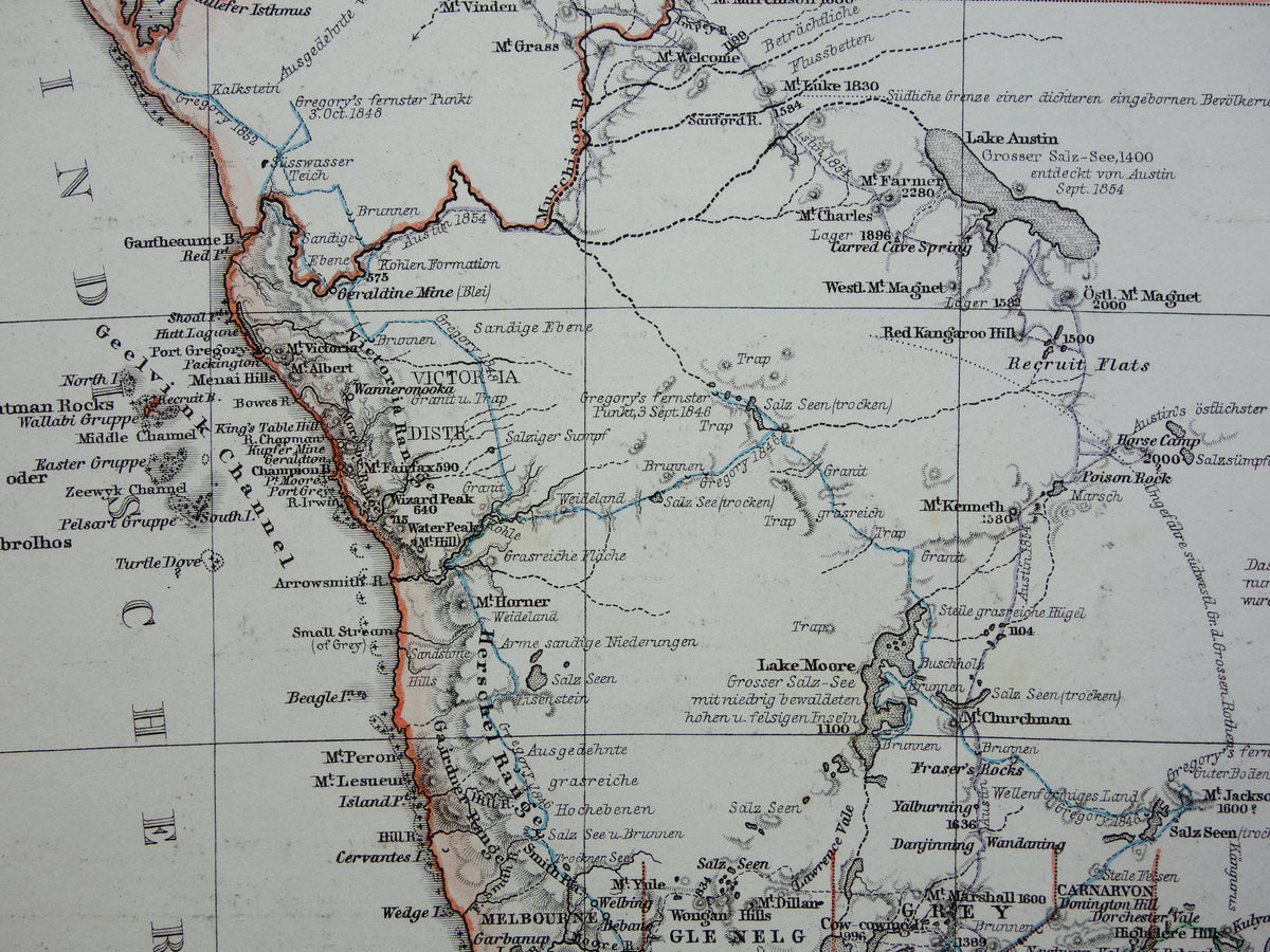 Neuseeland alte Karte von Neuseeland Australien und Tasmanien im Jahr 1868 originale antike deutsche Landkarte Vintage-Landkarten