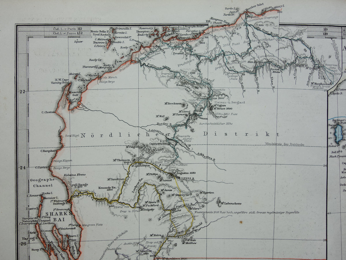Neuseeland alte Karte von Neuseeland Australien und Tasmanien im Jahr 1868 originale antike deutsche Landkarte Vintage-Landkarten