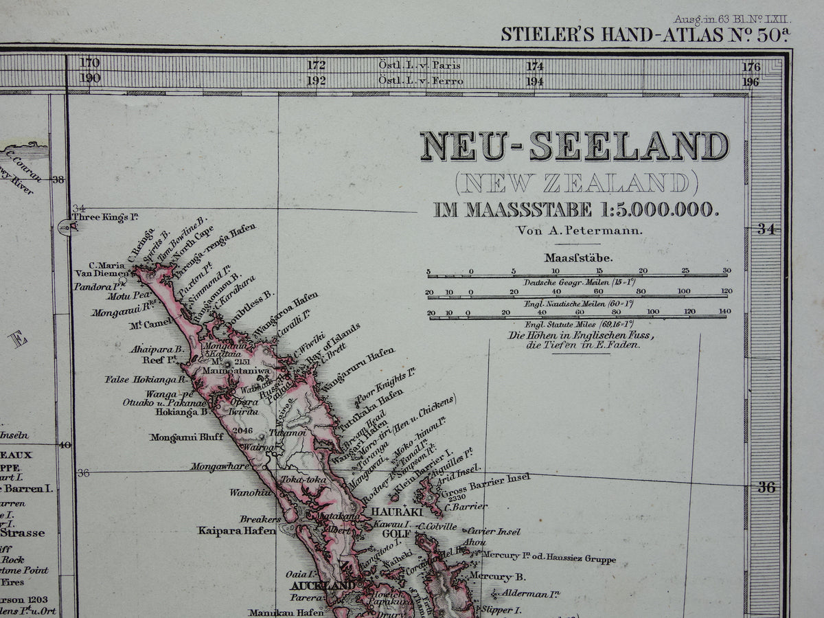 Neuseeland alte Karte von Neuseeland Australien und Tasmanien im Jahr 1868 originale antike deutsche Landkarte Vintage-Landkarten