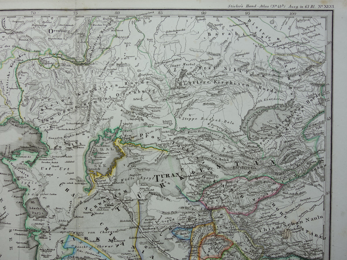 Iran Perzië antieke landkaart uit 1868 originele oude landkaart Turan Hormuz Kaspische Zee