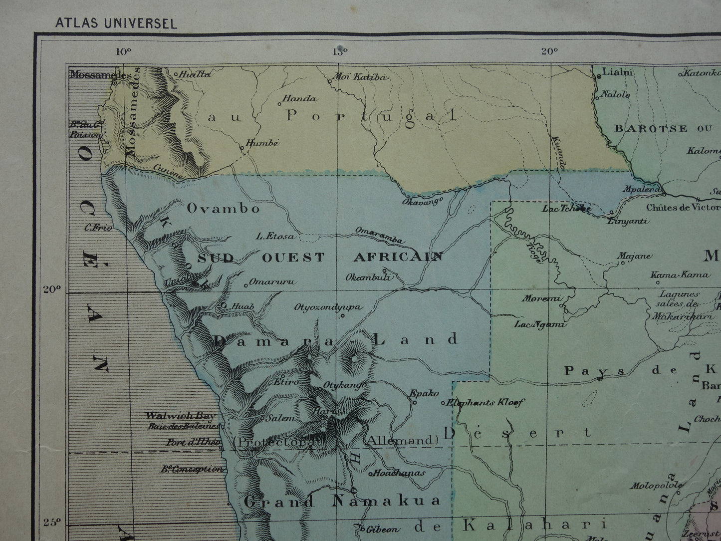 ZUID-AFRIKA Oude kaart van Zuiden van Afrika uit 1896 antieke handgekleurde landkaart Kaapkolonie Transvaal