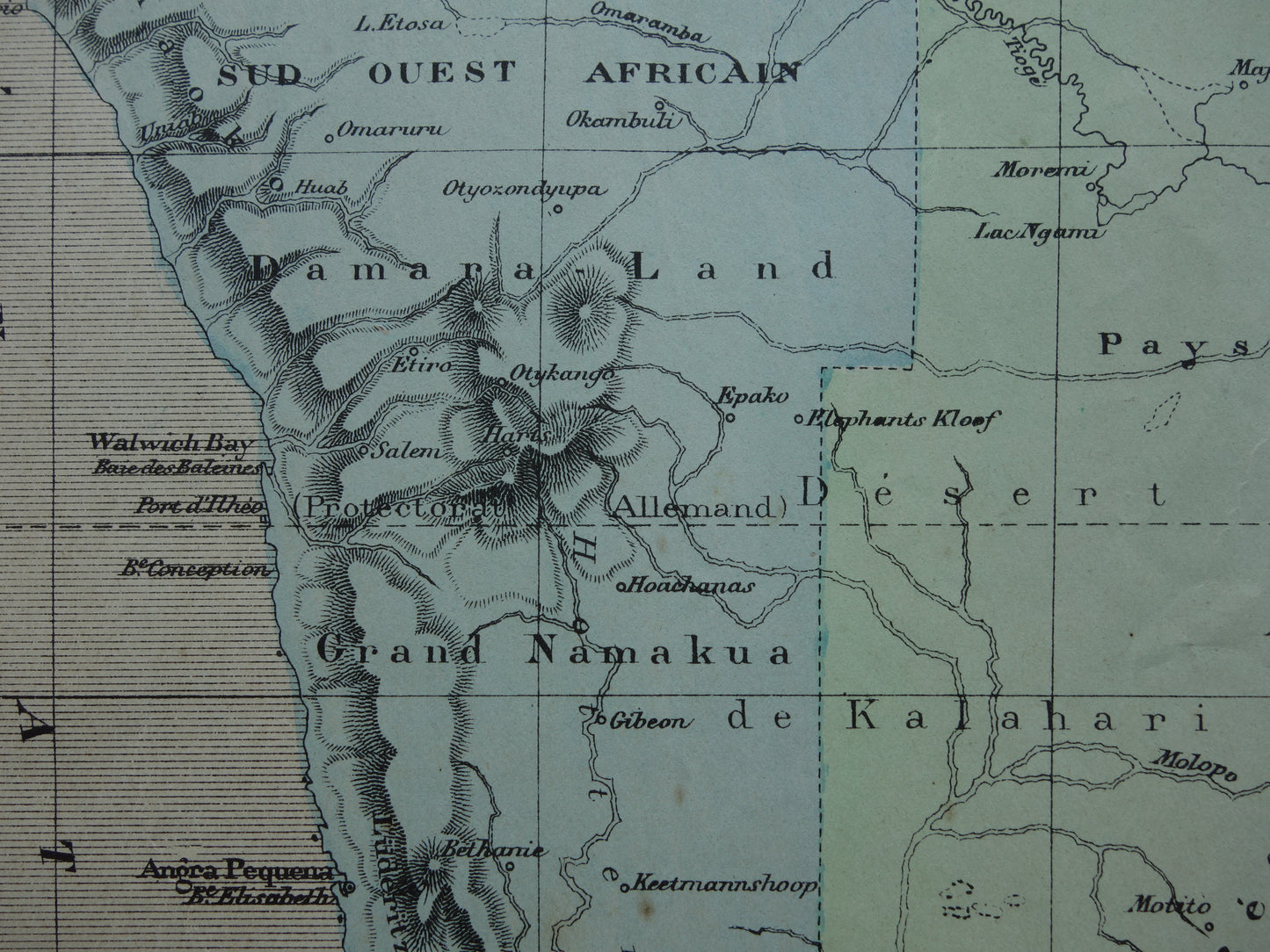 ZUID-AFRIKA Oude kaart van Zuiden van Afrika uit 1896 antieke handgekleurde landkaart Kaapkolonie Transvaal