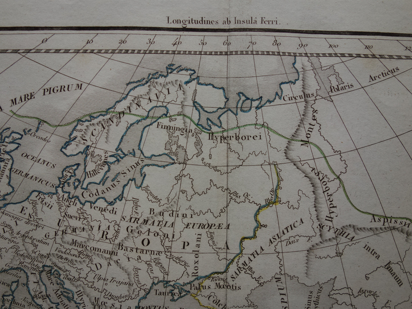 Ptolemaeus oude wereldkaart uit 1832 kaart van de klassieke wereld originele antieke handgekleurde landkaart met jaartal geschiedeniskaart