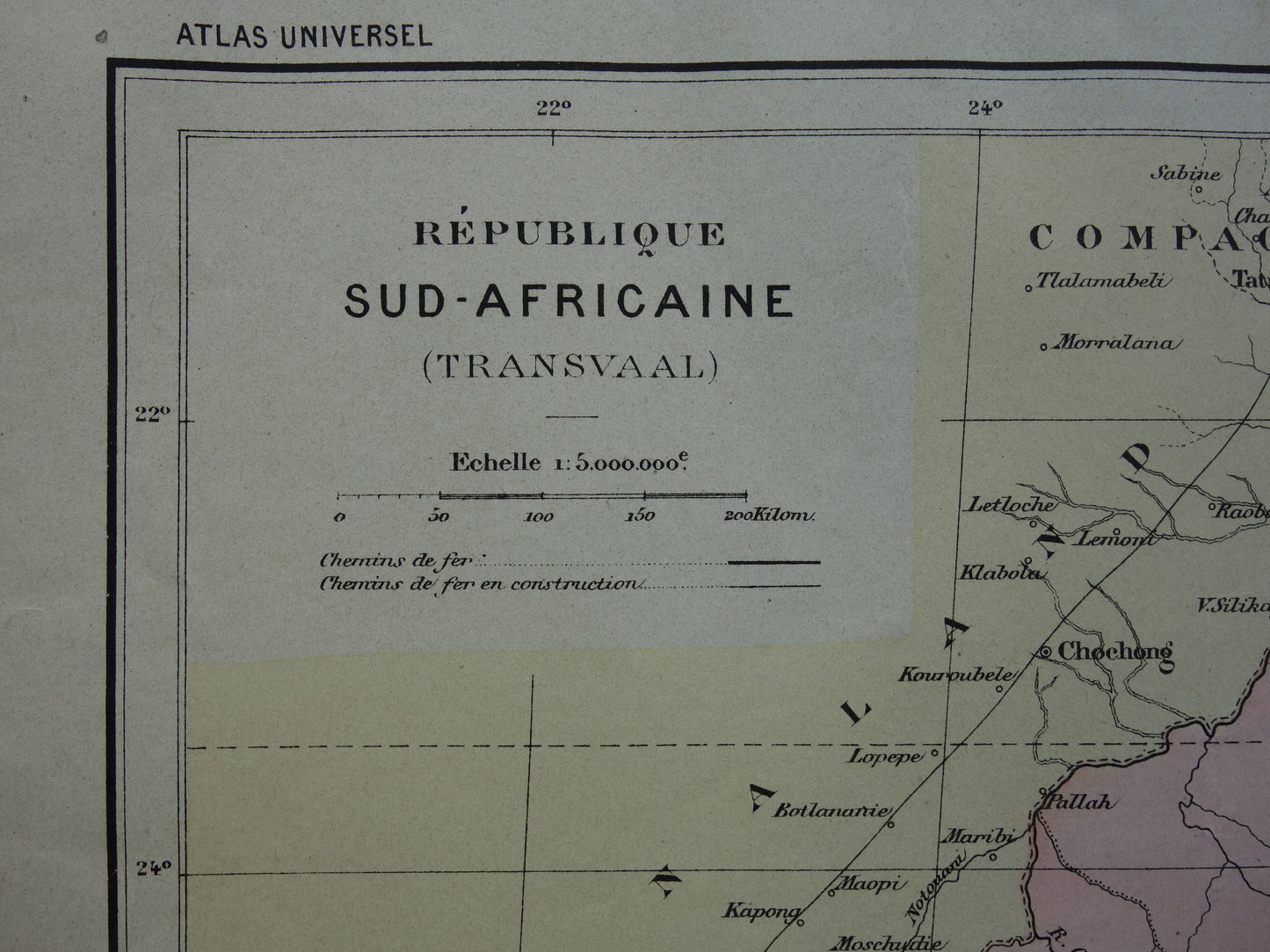 Zuid-Afrika Oude kaart van Zuid-Afrikaansche Republiek Transvaal 1896 originele antieke print ZAR vintage kaarten