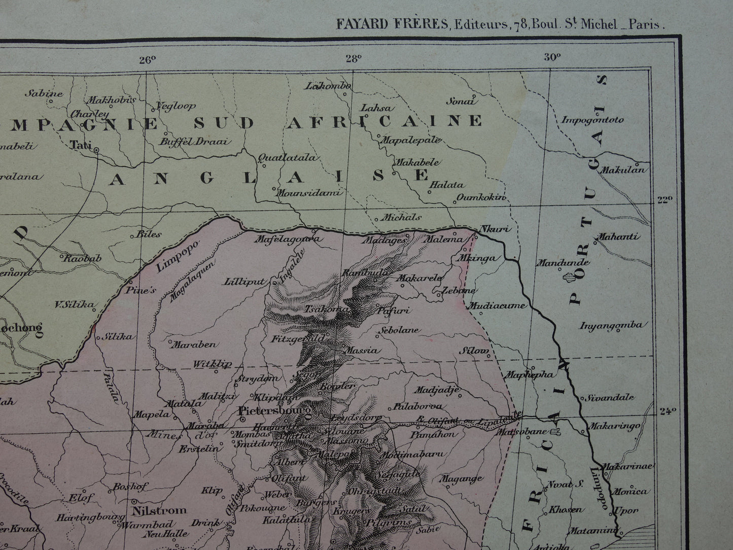 Zuid-Afrika Oude kaart van Zuid-Afrikaansche Republiek Transvaal 1896 originele antieke print ZAR vintage kaarten