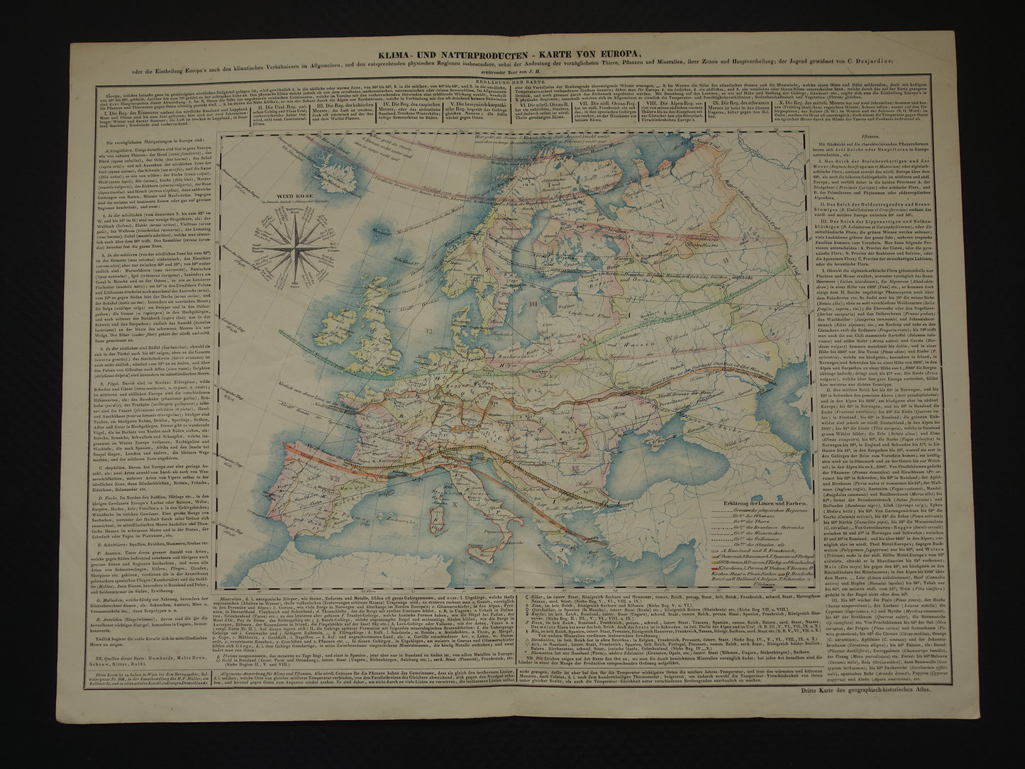 Klima - und Naturproducten - Karte von Europa Constant Desjardins 1840