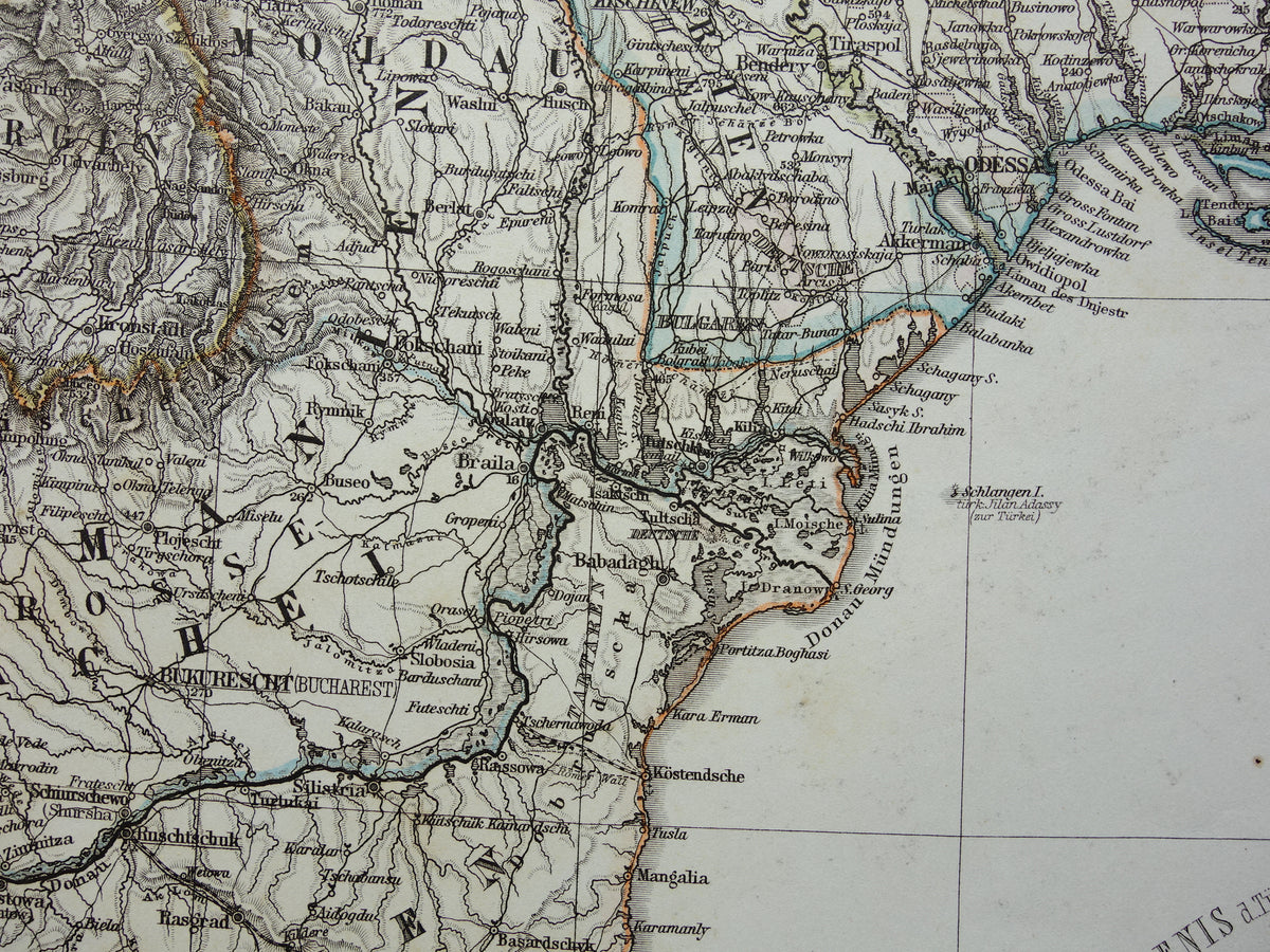BALKAN old map from 1868 original antique map Bosnia Serbia Romania Bulgaria Hungary Turkey