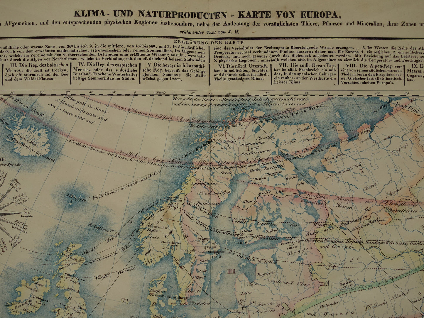 klimaatkaart kaart klimaat Europa vintage