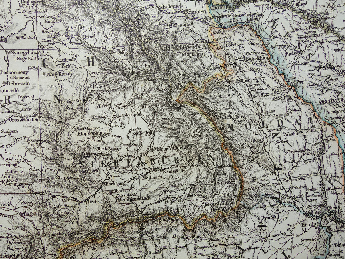 BALKAN old map from 1868 original antique map Bosnia Serbia Romania Bulgaria Hungary Turkey