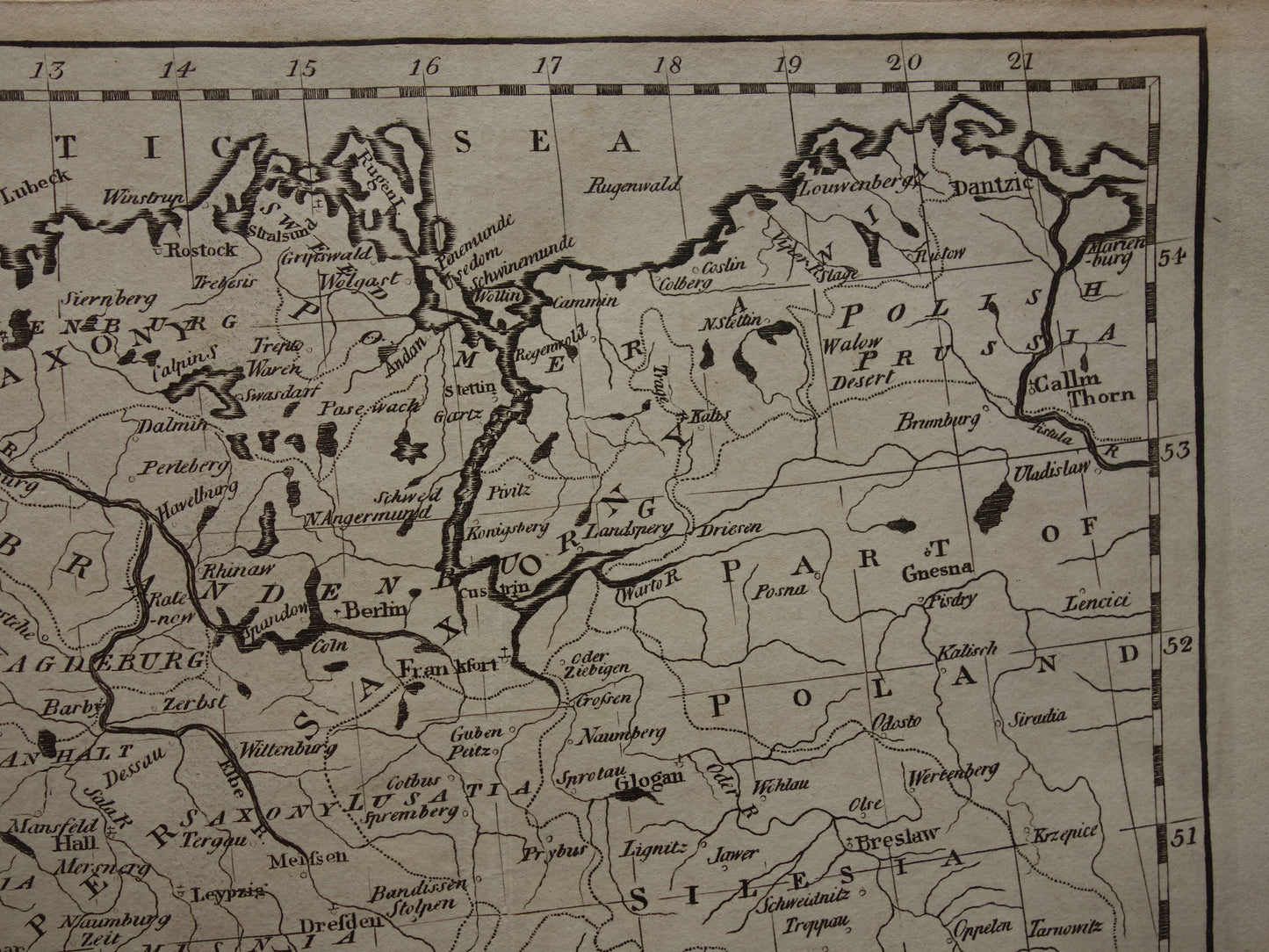 DUITSLAND landkaart 200+ jaar oude kaart van Duitsland / Pruissen / Polen / Tsjechië originele antieke z/w gravure Duitsland