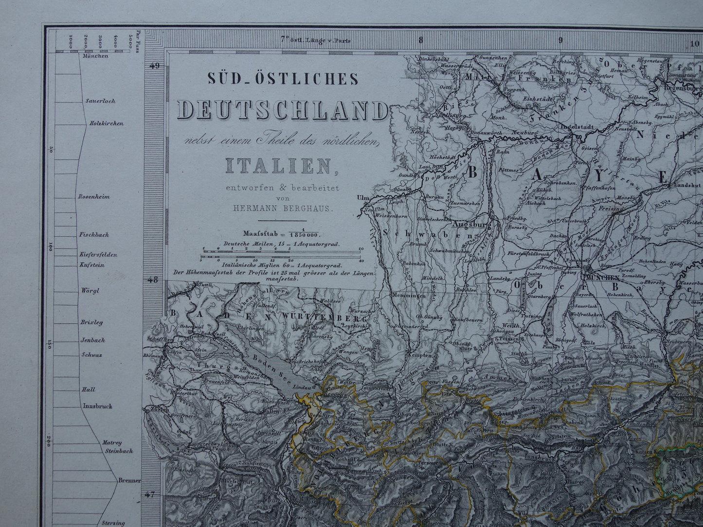 OOSTENRIJK oude kaart van Oostenrijk met Slovenië en Venetië in 1872 Antieke grote handgekleurde landkaart Wenen Graz Tirol