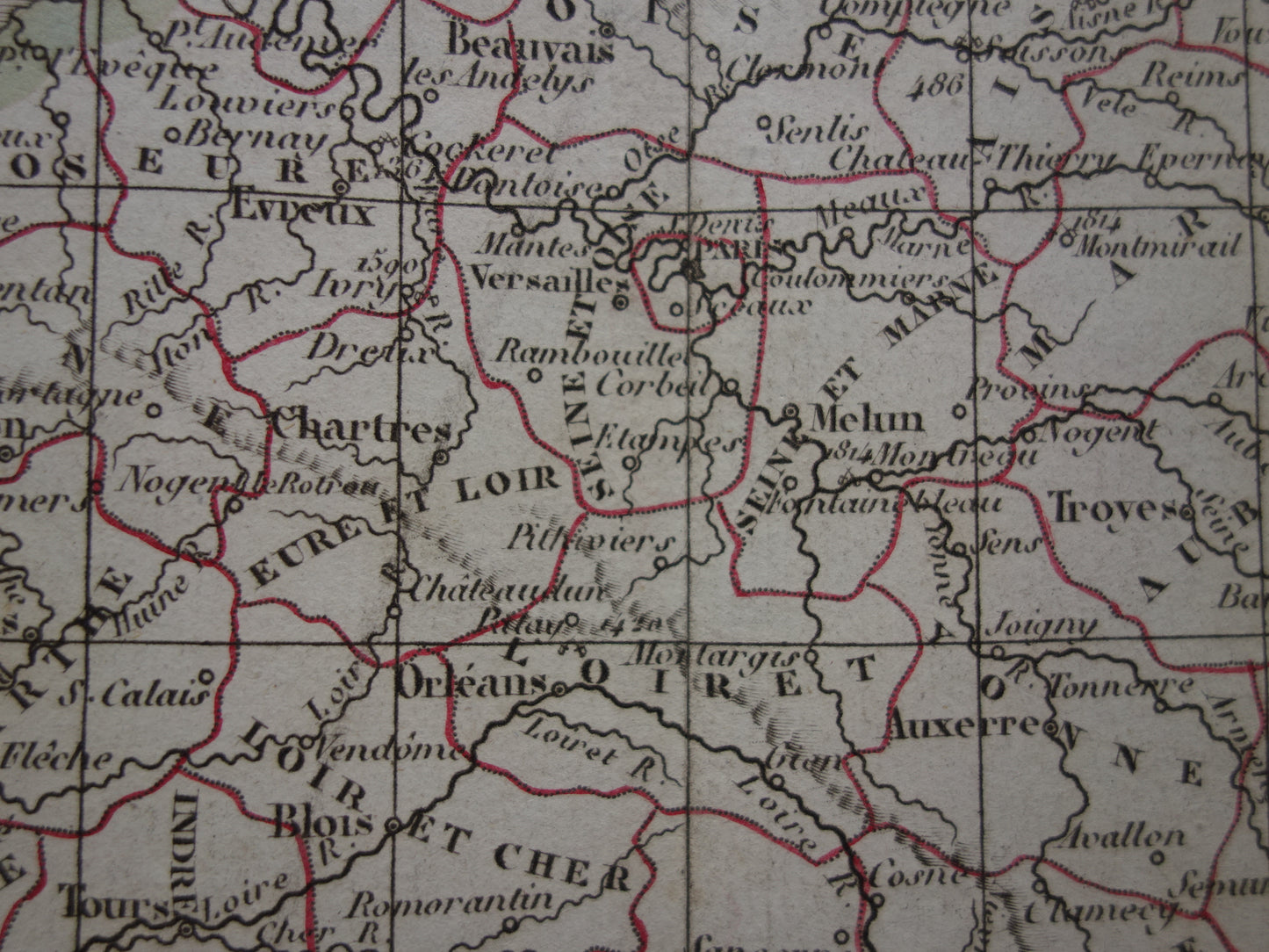 FRANKRIJK oude Franse kaart van Frankrijk uit 1833 originele antieke handgekleurde landkaart Franse departementen