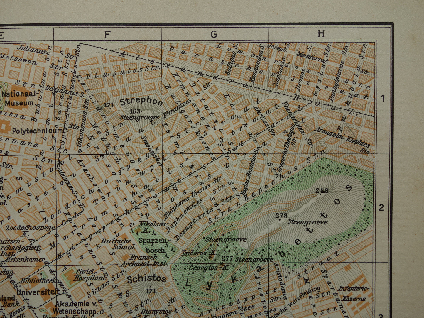 Oude plattegrond van Athene uit 1936 originele vintage kaart van Athene Griekenland - Nederlandse kaarten