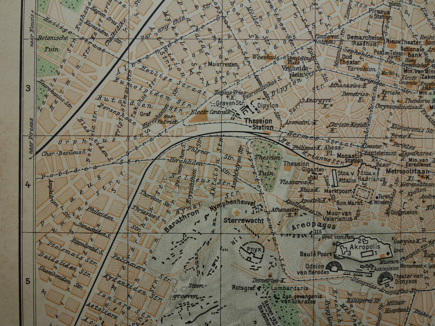 Oude plattegrond van Athene uit 1936 originele vintage kaart van Athene Griekenland - Nederlandse kaarten