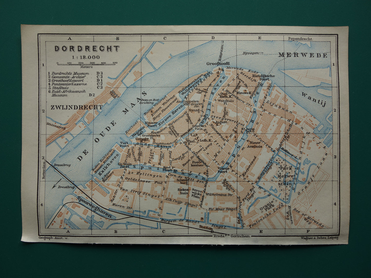DORDRECHT oude kaart van Dordrecht uit 1914 kleine originele antieke plattegrond Nederland