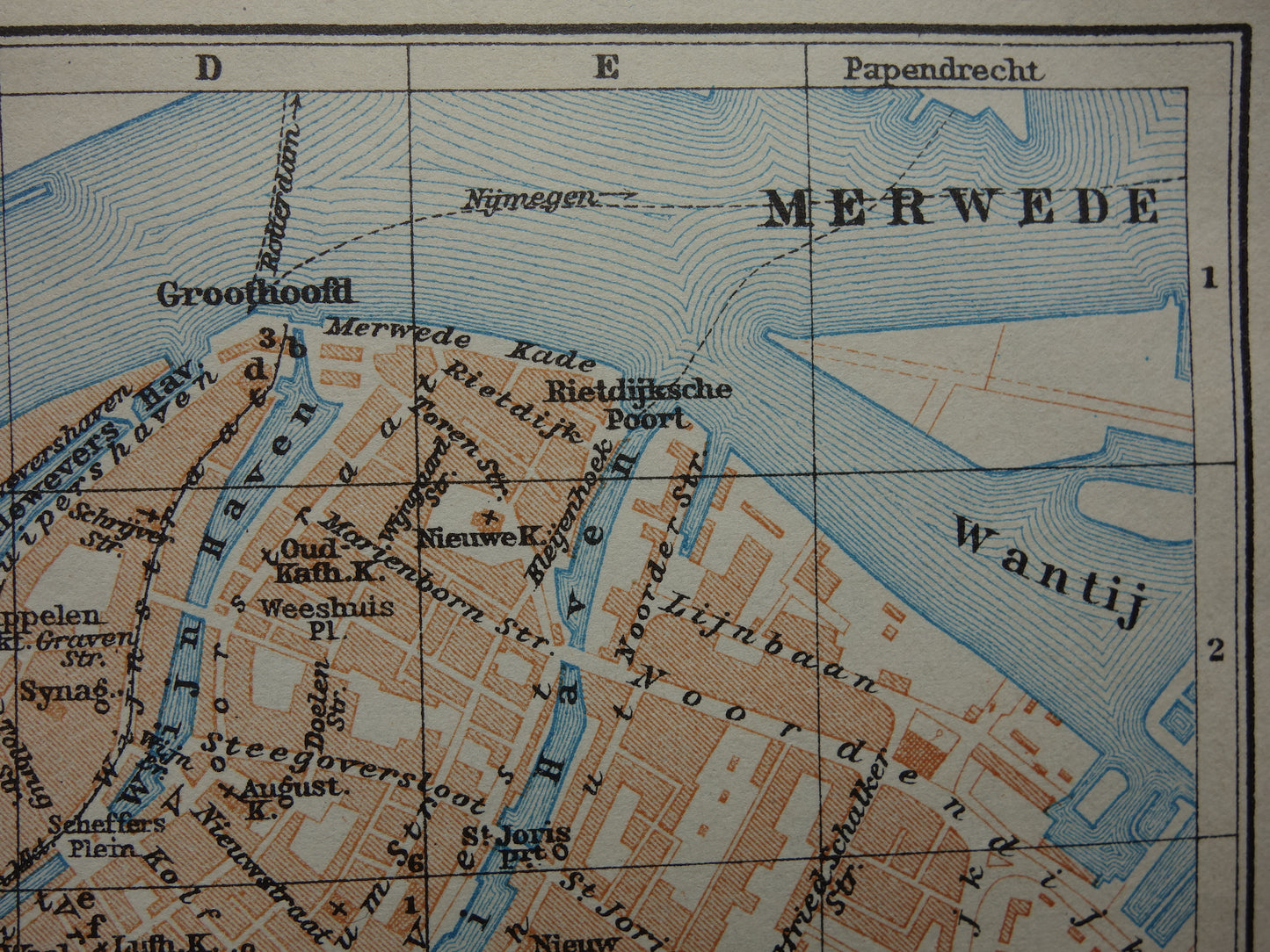 DORDRECHT oude kaart van Dordrecht uit 1914 kleine originele antieke plattegrond Nederland