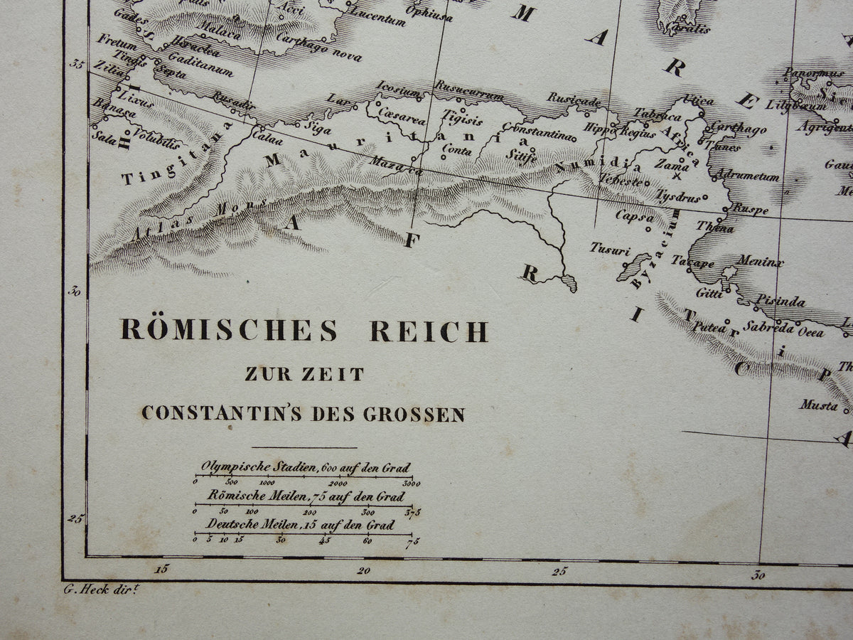 Römisches Reich alte Karte EUROPA Anfang 4. Jahrhundert Antike Landkarte Reich Konstantins des Großen originale Vintage-Geschichtskarte