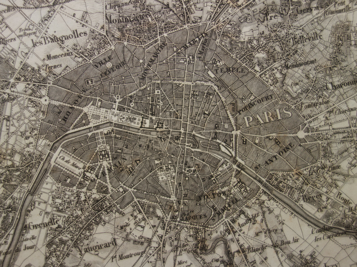 PARIJS Oude kaart van Parijs Frankrijk - Originele 170+ jaar oude plattegrond