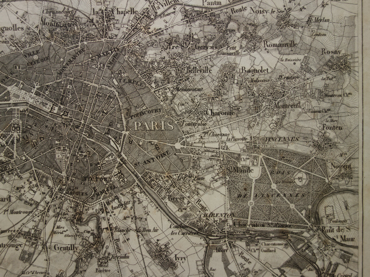PARIJS Oude kaart van Parijs Frankrijk - Originele 170+ jaar oude plattegrond