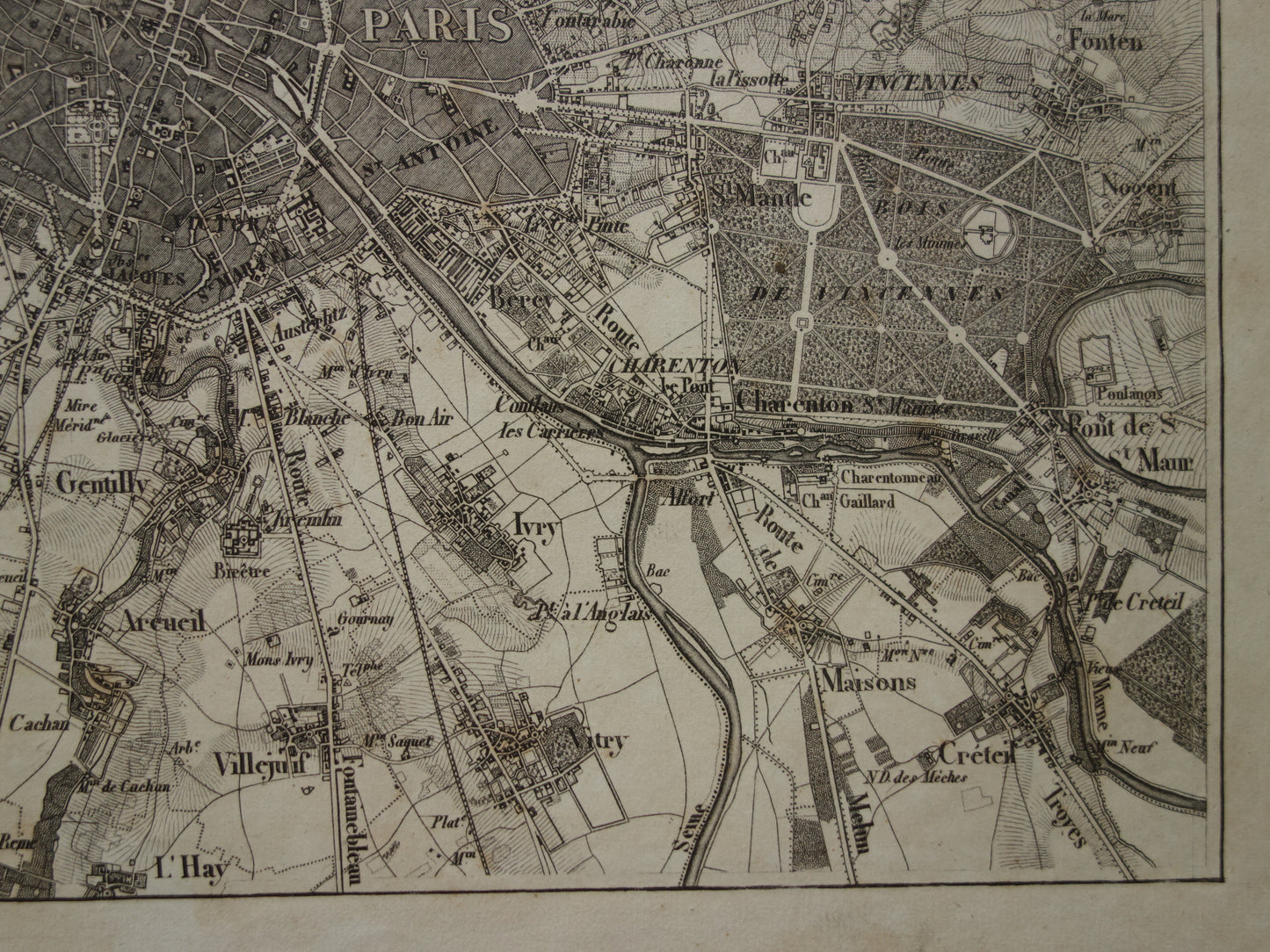 PARIJS Oude kaart van Parijs Frankrijk - Originele 170+ jaar oude plattegrond
