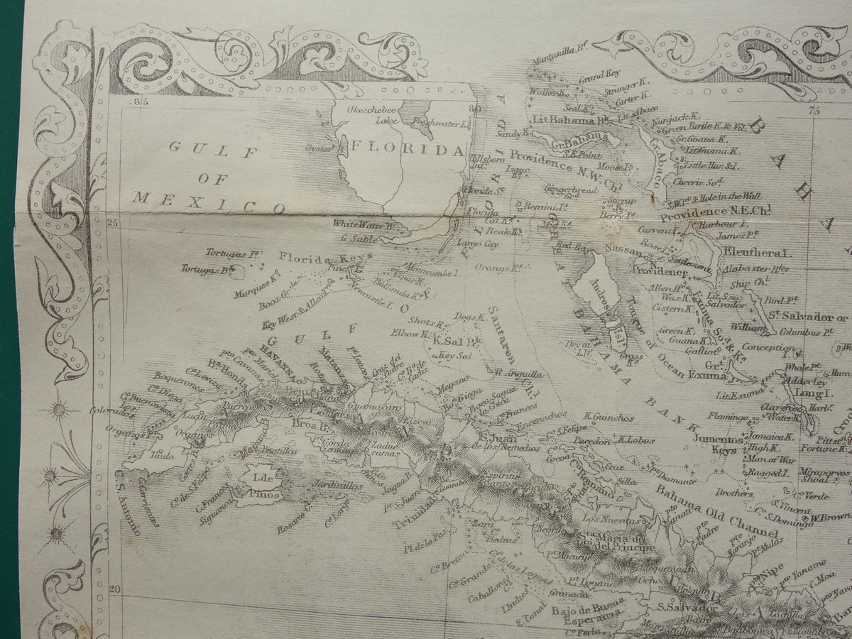 Caraïben vintage landkaart van het Caraïbisch gebied uit 1860 Originele antieke Engelse kaart
