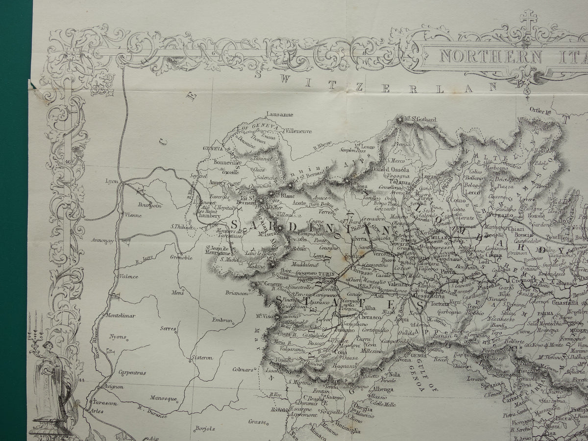 NORDITALIEN antike Landkarte von 1860 von John Rapkin