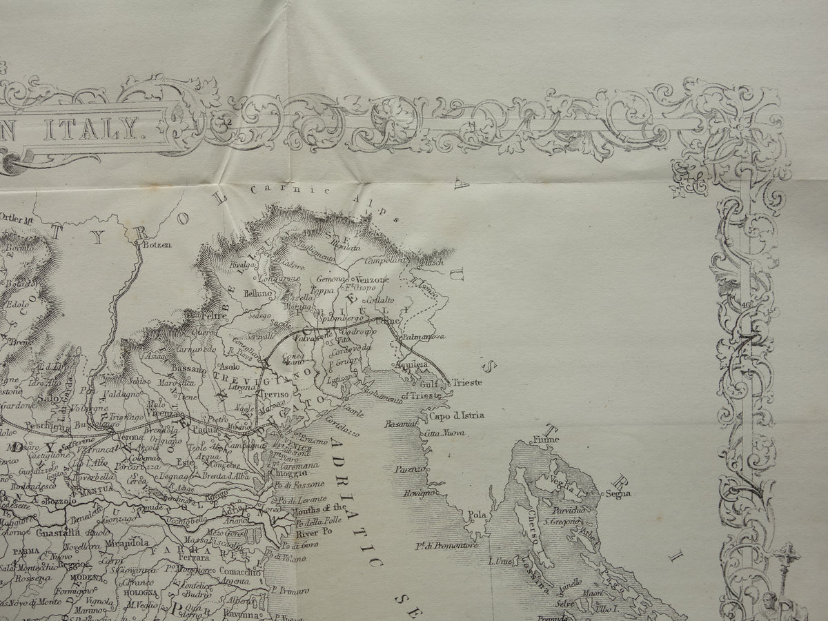 NORDITALIEN antike Landkarte von 1860 von John Rapkin