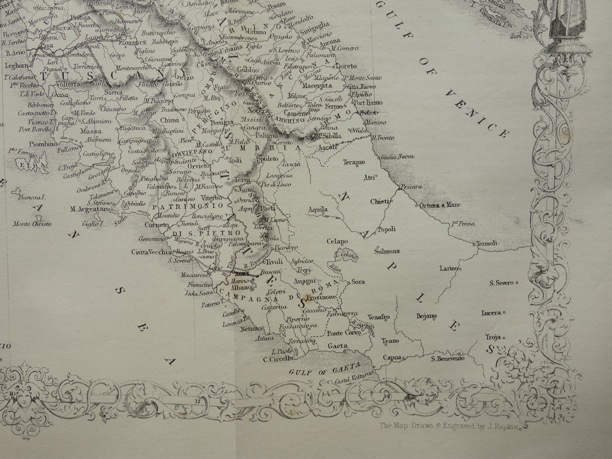NORDITALIEN antike Landkarte von 1860 von John Rapkin