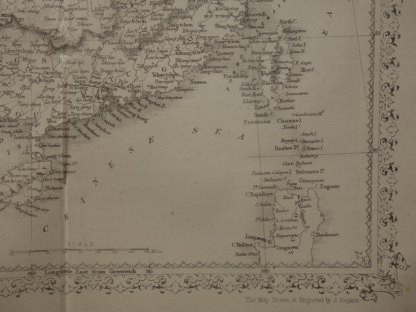 CHINA oude kaart uit 1860 originele antieke landkaart China en Birma John Rapkin - Vintage Engelse kaarten Myanmar