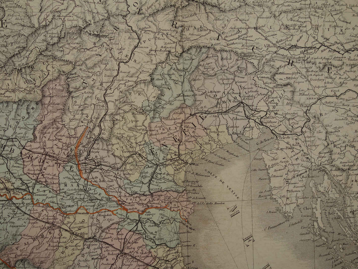 ITALIEN alte Karte von Norditalien Große originale antike Karte von Norditalien aus dem Jahr 1876