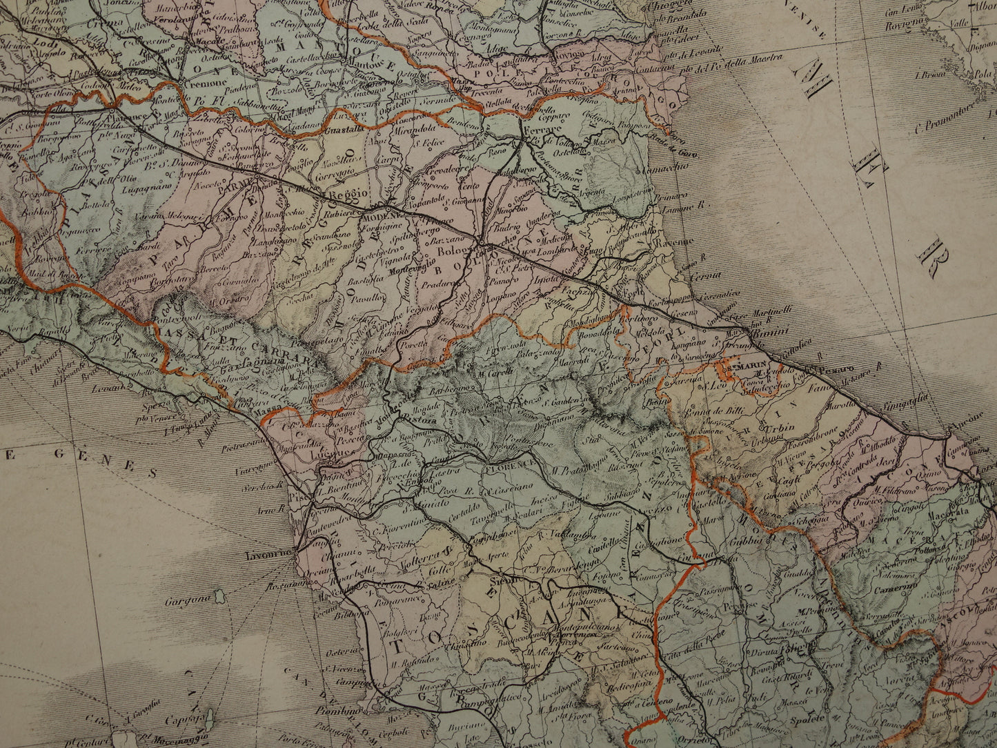 ITALIEN alte Karte von Norditalien Große originale antike Karte von Norditalien aus dem Jahr 1876