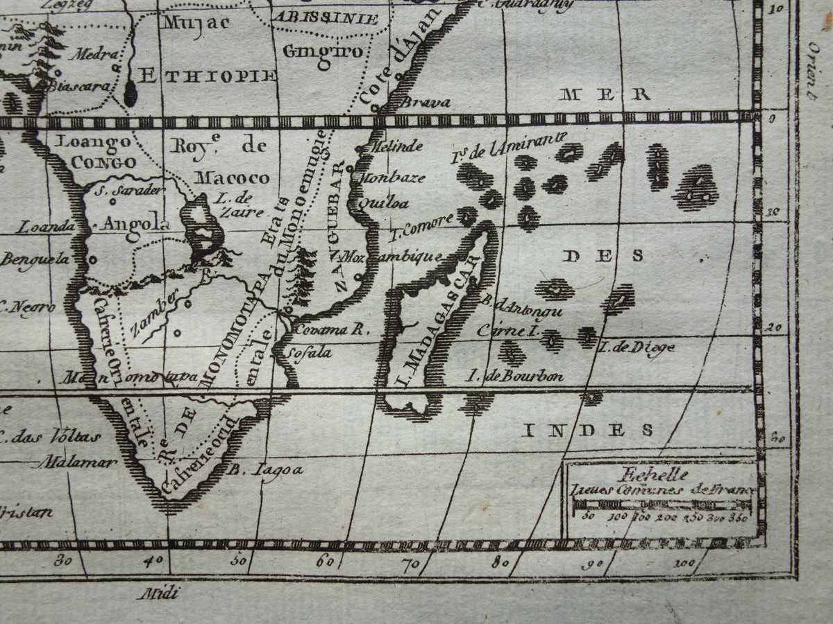 260+ jaar oude kaart van Afrika 1759 originele antieke kaart Afrika continent klein formaat