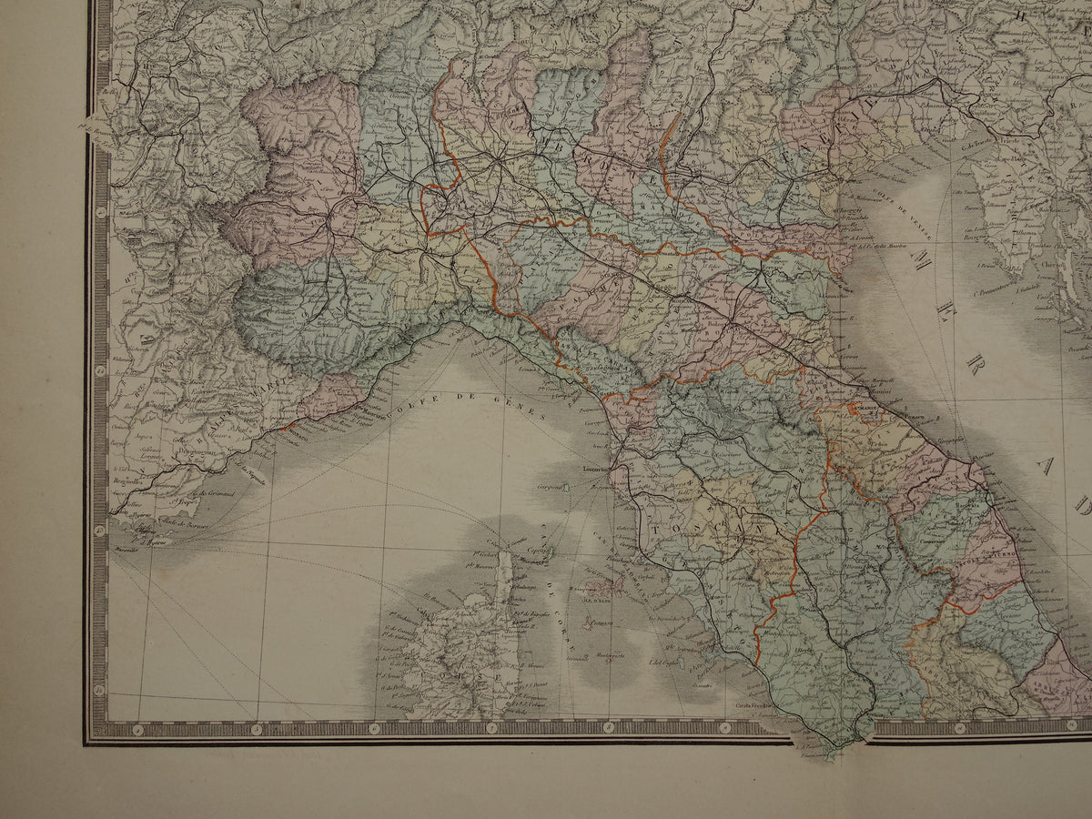 ITALIEN alte Karte von Norditalien Große originale antike Karte von Norditalien aus dem Jahr 1876