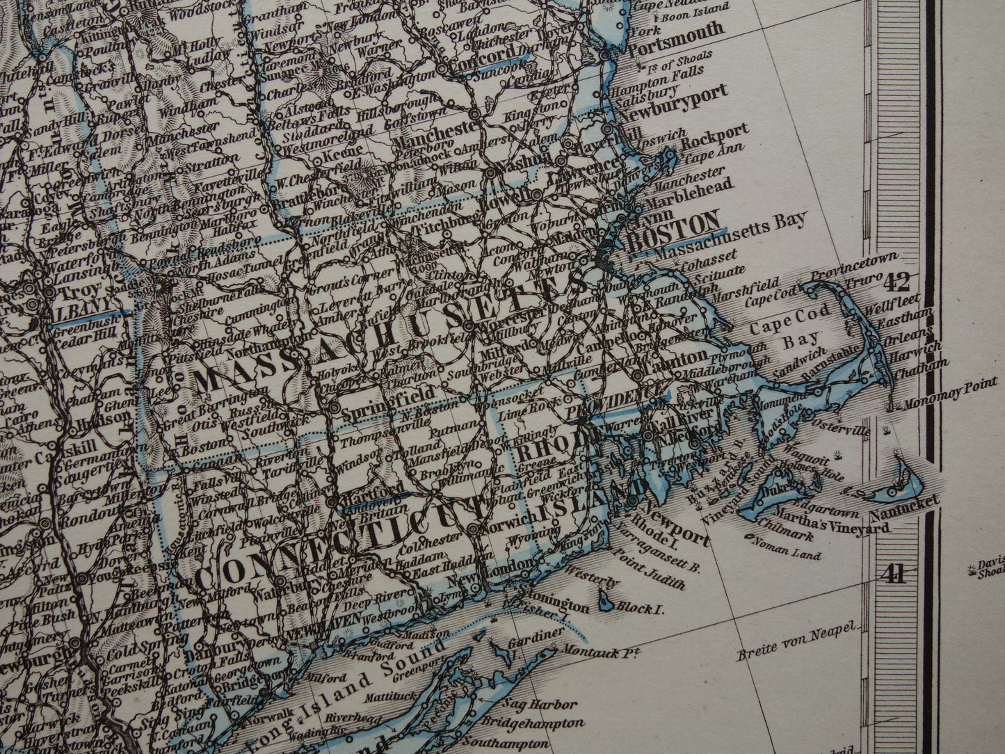 Grote oude landkaart van de Verenigde Staten noordoosten 1878 originele antieke kaart Michigan New York Carolina Great Lakes