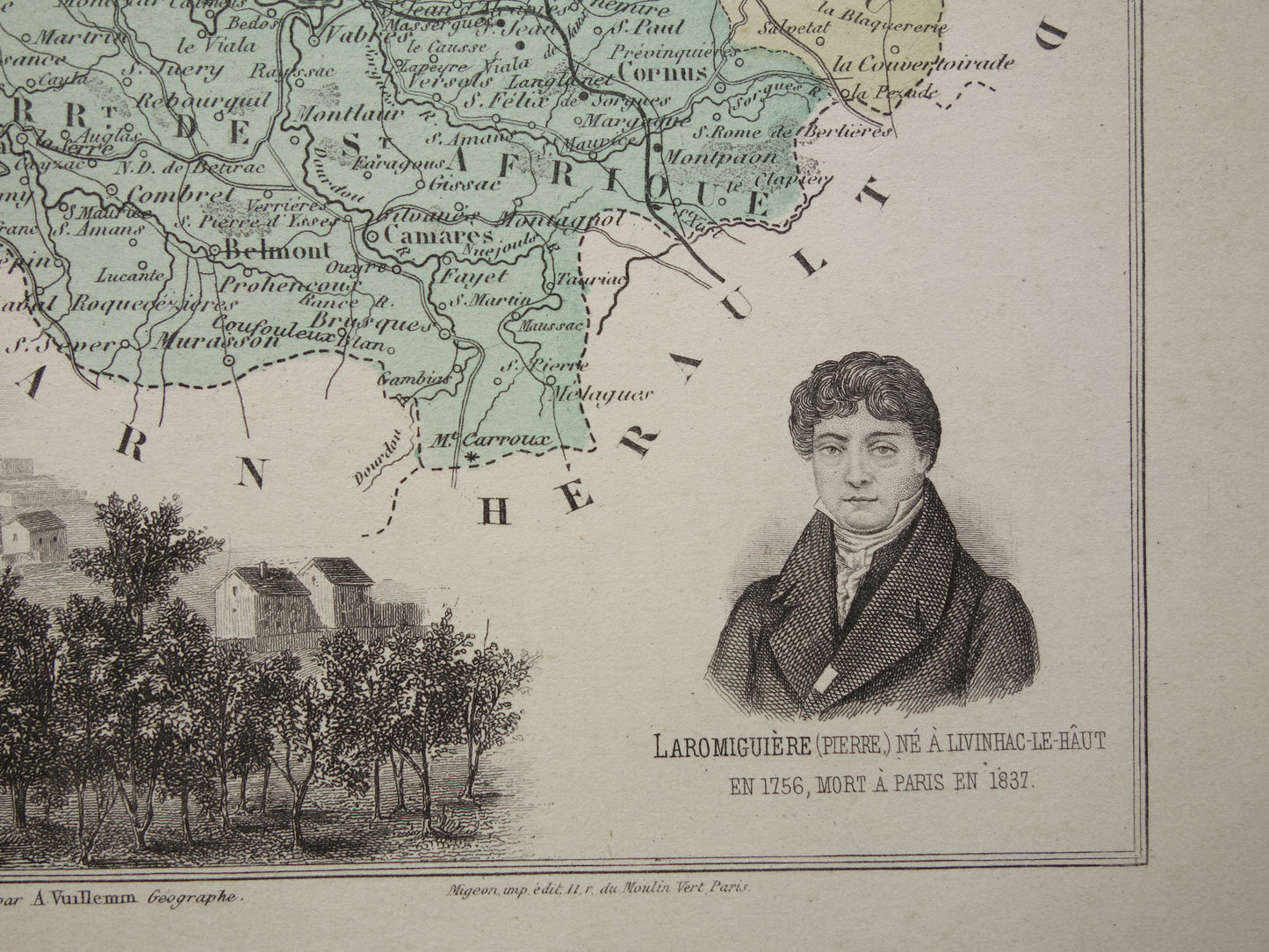 AVEYRON Frankrijk antieke kaart uit 1883 oude landkaart Rodez historische kaarten