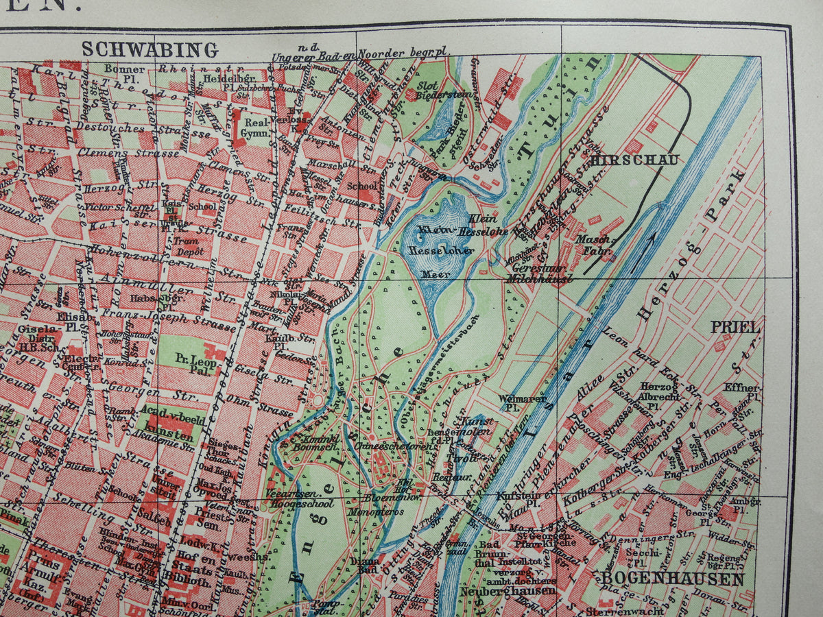 München antieke plattegrond 100+ jaar oude kaart van München Beieren Duitsland uit 1921 originele vintage historische kaarten