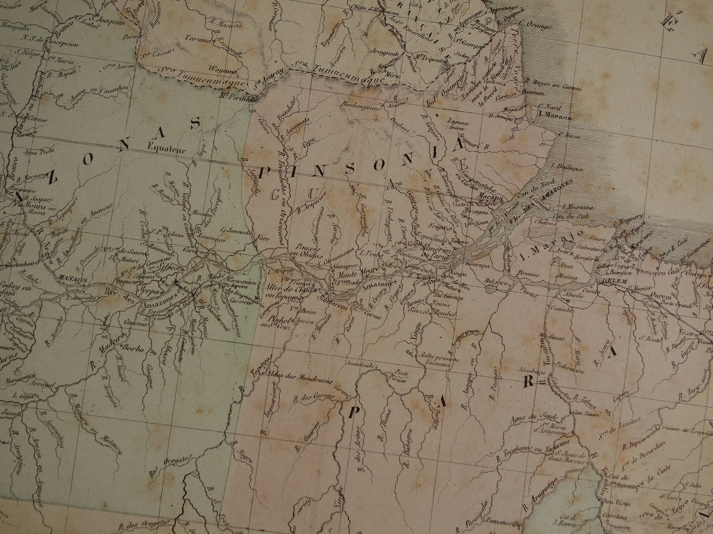 BRAZILIË Antieke kaart van Brazilië uit 1876 Originele oude grote landkaart vintage poster