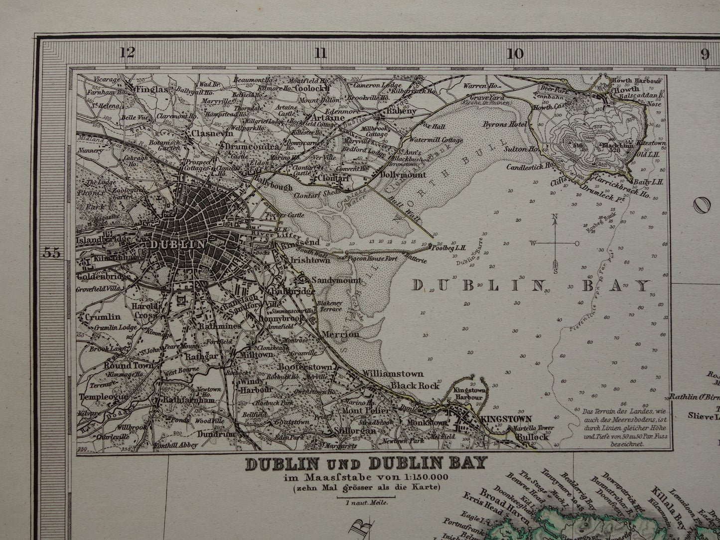 IERLAND antieke kaart van Ierland 1878 originele 155+ jaar oude Duitse landkaart van Ierland met jaartal