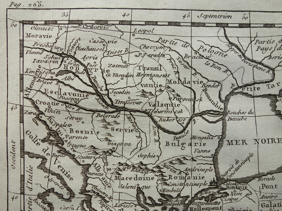 BALKAN oude kaart van Turkse Rijk in Europa uit 1759 originele antieke landkaart Griekenland Turkije klein formaat