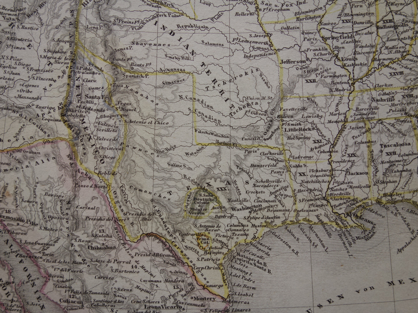 Verenigde Staten antieke kaart - Originele 170+ jaar oude landkaart VS en Mexico - vintage kaarten