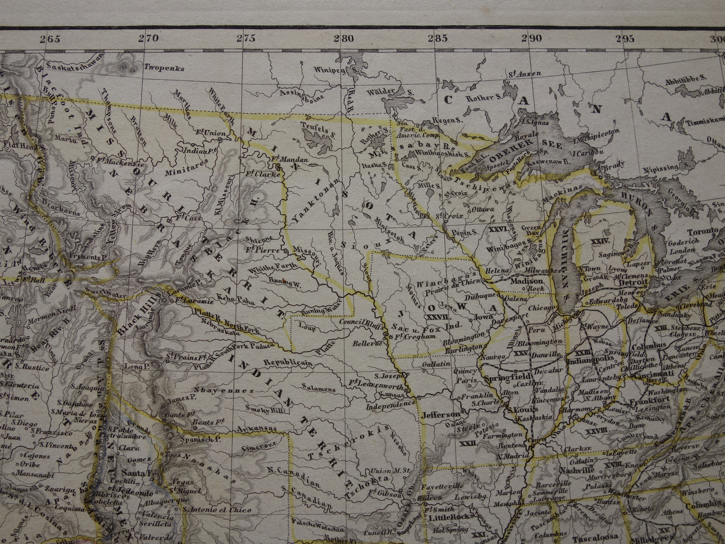 Verenigde Staten antieke kaart - Originele 170+ jaar oude landkaart VS en Mexico - vintage kaarten