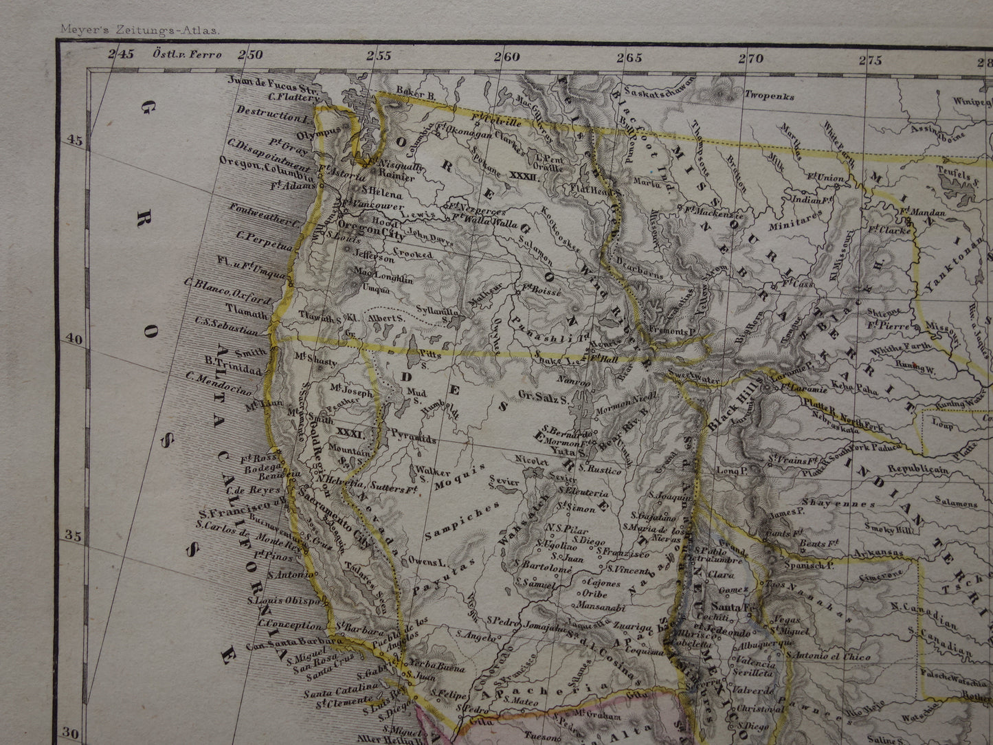Verenigde Staten antieke kaart - Originele 170+ jaar oude landkaart VS en Mexico - vintage kaarten