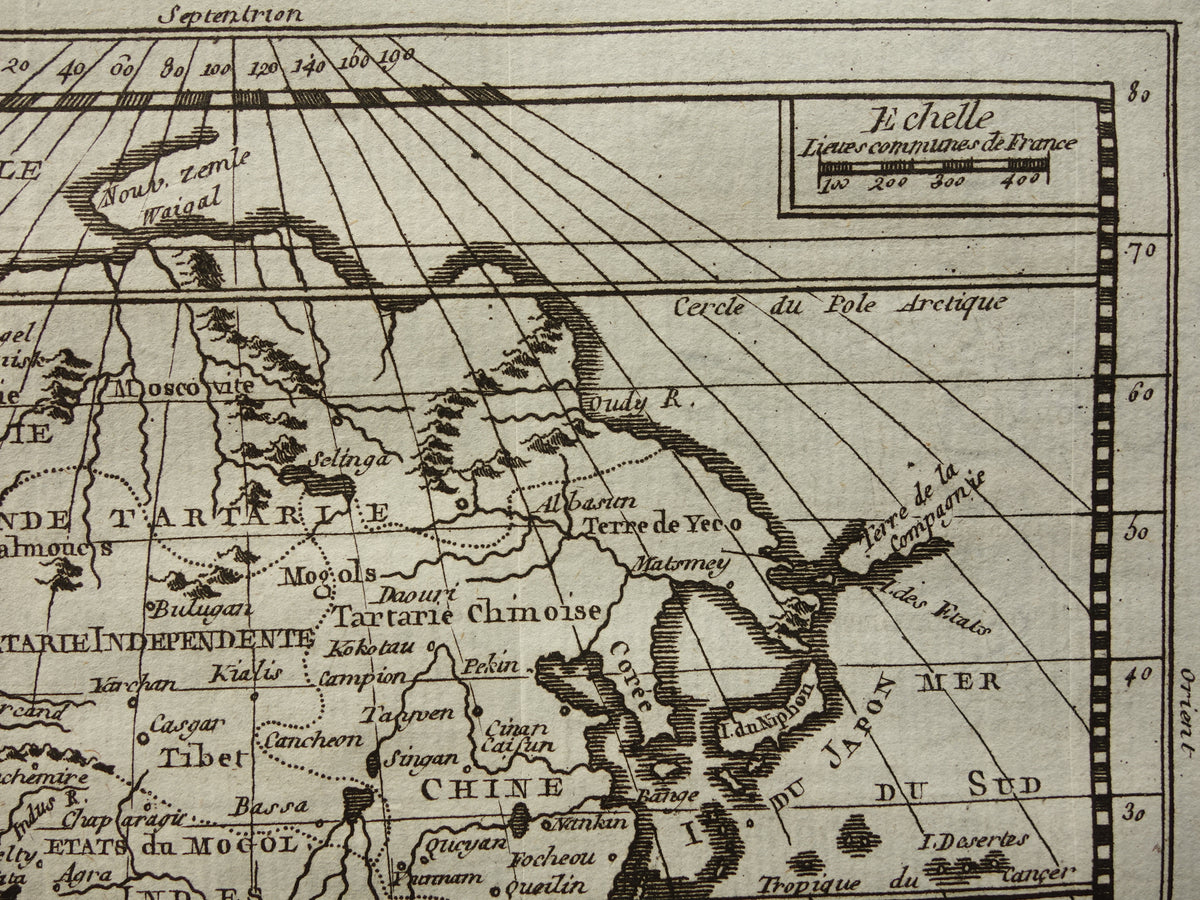 Azië 260+ jaar oude kaart van Azië uit 1759 originele antieke kaart continent Azië klein formaat